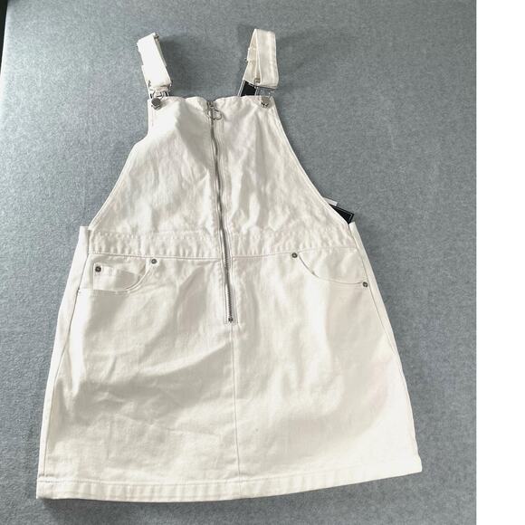 Volcom White Overall Front Zip Teen Mini Dress Skirt Jumper Summer Medium NWT - Picture 14 of 16